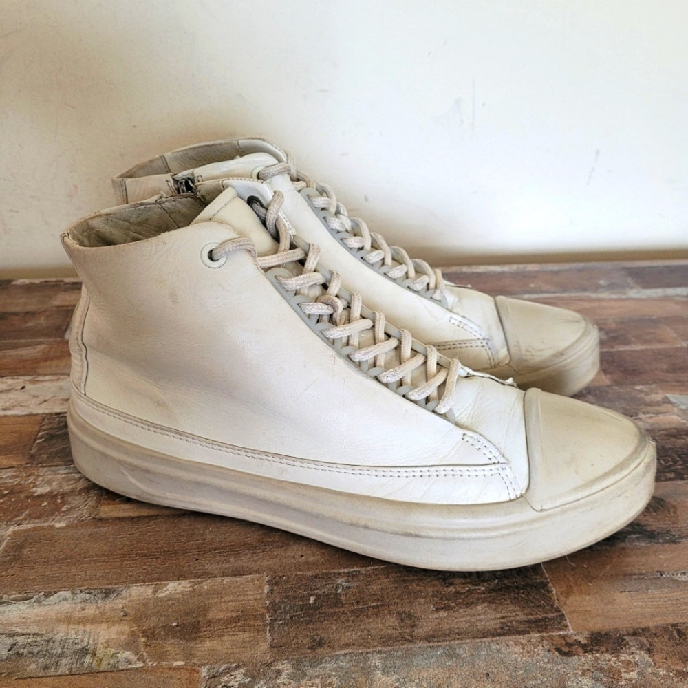 Ecco High Top Side Zip Sneakers. Leather Boots